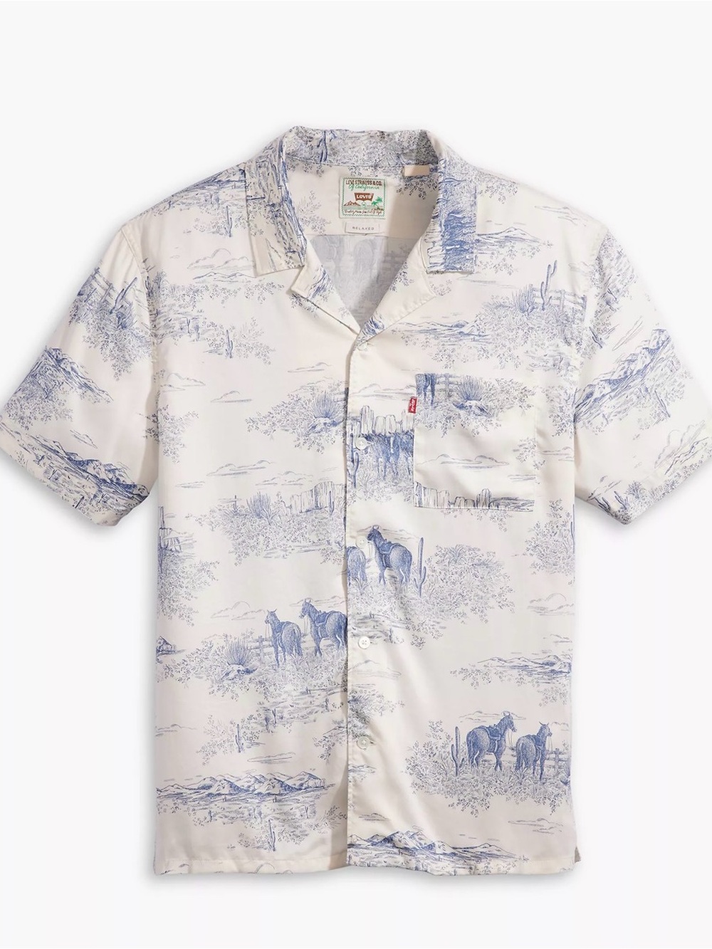 Levi’s Sunset Camp Shirt Western Toile Vintage Indigo Blue Men’s Small